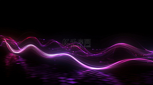 冲动背景图片_3D 插图中的软焦点紫色发光线