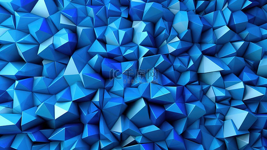 三角形蓝色色调的几何马赛克背景 3d 渲染