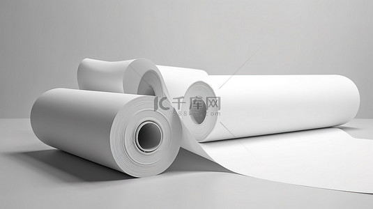 生产厂房背景图片_白色背景下 3d 渲染中的白纸卷
