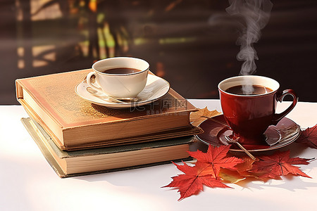 拿着咖啡杯背景图片_坐在咖啡馆里，拿着书和一杯咖啡的简单场景