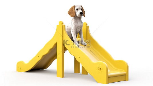 狗夏天背景图片_逼真的 3D 施普林格西班牙猎犬游乐场玩具，适合在白色背景下隔离的儿童
