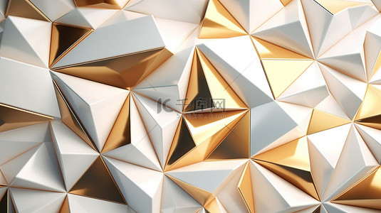 抽象几何风格豪华三角形图案空间动态 3D 商业插画