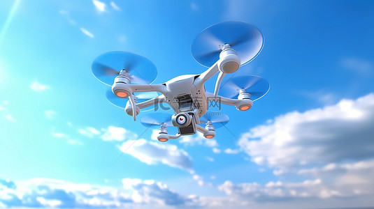 无人机捕捉天空鸟瞰图的 3D 渲染
