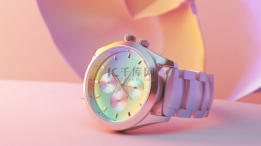 3d 渲染中的柔和彩色手表插图