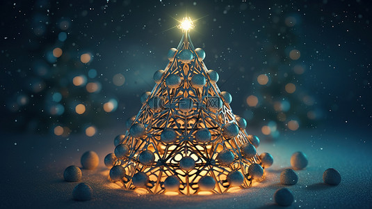 3d 渲染的节日卡尔达诺加密货币圣诞树装饰