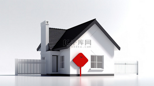 正式背景图片_白色背景上带有复选标记的房子的 3D 插图