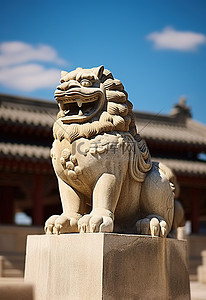 旅行北京背景图片_北京古代皇宫内的狮子雕像