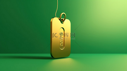 标签图标 潮水绿色背景上的福尔图纳黄金符号