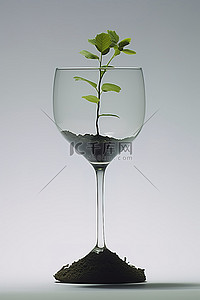 倾倒的酒杯背景图片_顶部放着一个酒杯，里面有植物