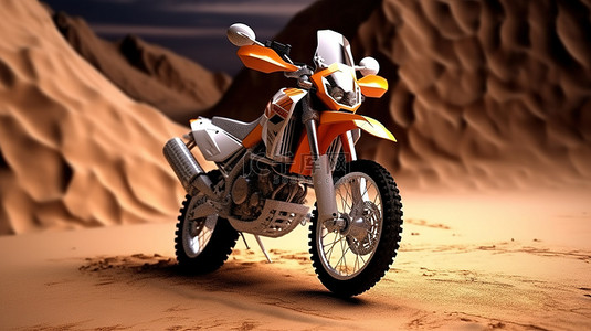 旅行用轻型冒险摩托车的 3D 插图