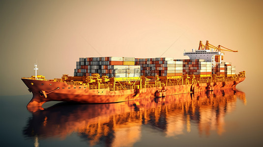 国际物流海报背景图片_国际物流和货运的 3D 效果图
