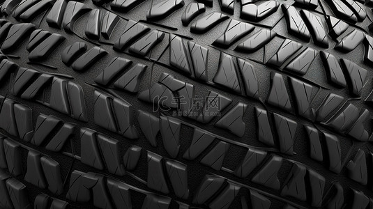 汽车定位背景图片_3D 渲染中轮胎胎面花纹的特写视图
