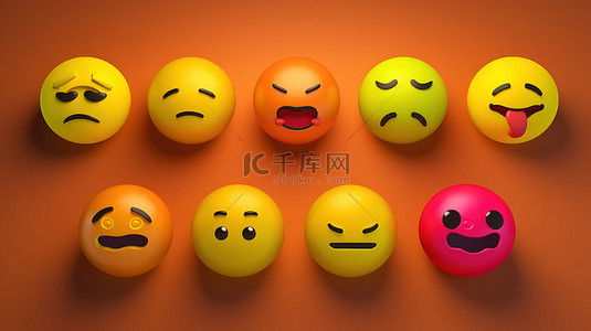 微笑表情背景图片_面部表情 3d emojis 图标