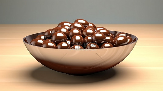 碗状巧克力的 3D 插图