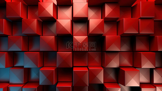 色彩几何线条背景图片_以几何红色菱形为背景的 3d 全景布局