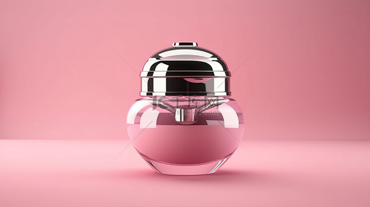 粉红色背景上单独站立的化妆品罐的 3D 渲染