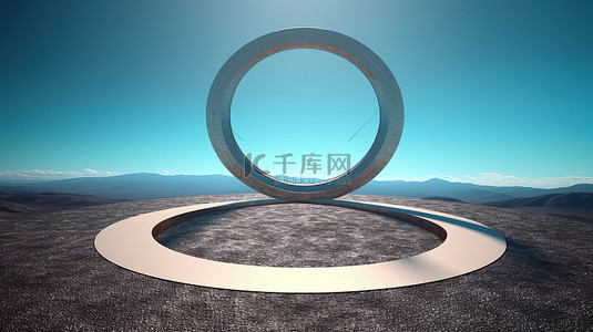 圆形公路背景图片_孤立的无限道路广告圆形路径的 3D 插图