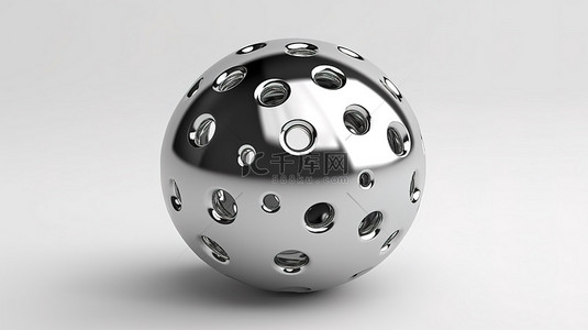 单独色背景图片_白色背景上单独站立的钢制金属球的 3d 渲染