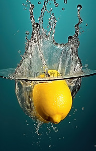 柠檬在水里泼水