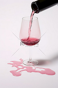 一瓶红酒后，葡萄酒流向玻璃杯