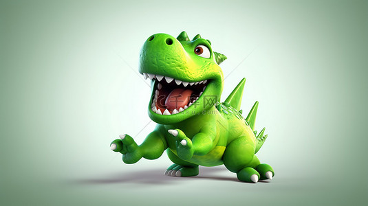 卡通牙背景图片_俏皮的 3D 恐龙插画