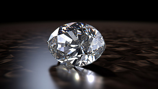 订婚快乐背景图片_单个椭圆形切割钻石的 3d 渲染