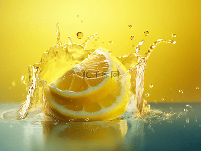 有机简约背景图片_新鲜柠檬切片水果摄影广告背景
