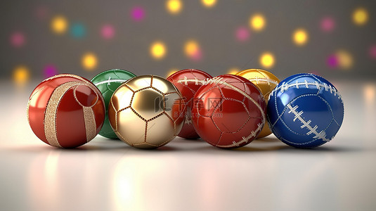 圣诞节主题节日运动球的 3d 渲染
