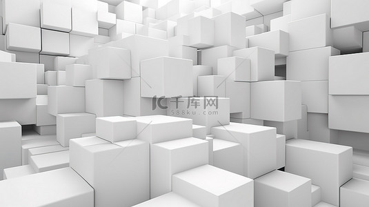 抽象 3d 渲染中的无缝白色立方体墙背景