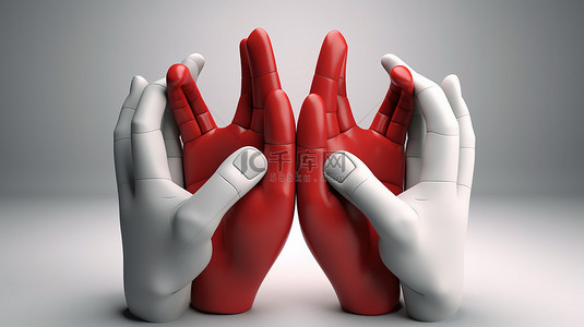 袖子里的 3d 动画手形成一个心形，后手掌上手指紧握