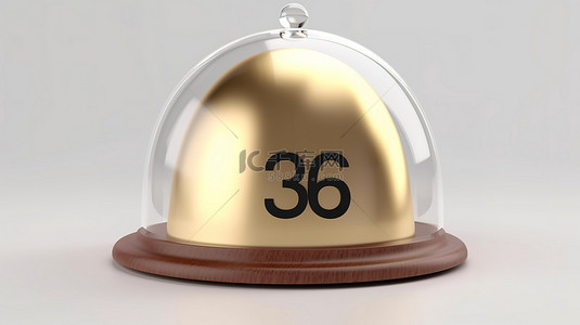 3d白背景图片_带有金色字母“85”的餐厅钟形 3d 渲染图像