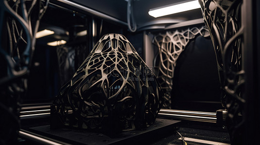 三维形状背景图片_创建黑色三维形状的自动 3D 打印机的特写