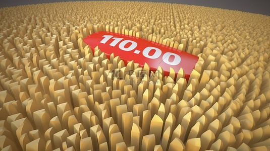 100 000 YouTube 关注者的说明性 3D 渲染