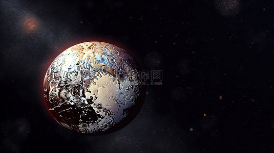 西柚色星空背景图片_冥王星在外太空的 3d 渲染
