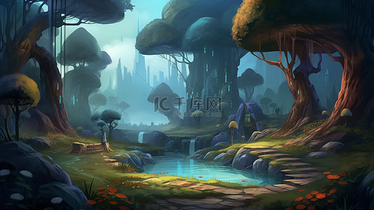 游戏蓝色蘑菇树