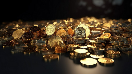 金融投资货币背景图片_通过 3D 渲染说明加密货币投资概念