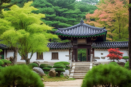 韩国风景绿色白宫韩国旅游目的地的旅游照片