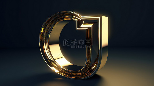 3D 渲染中字母 u 的金属打字稿打印