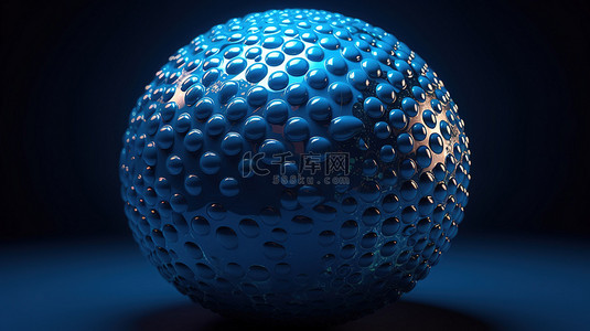 未来派蓝色球由众多圆圈组成，采用 3D 插图抽象和创新设计