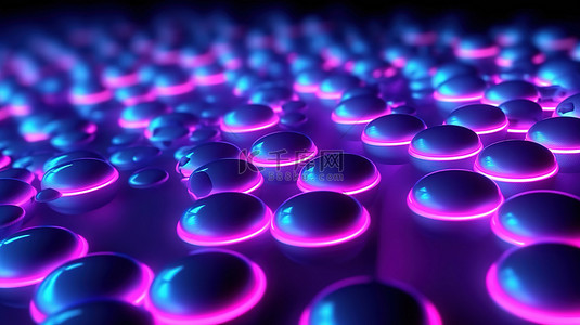 彩色几何波点背景图片_动态俱乐部风格优雅奢华的紫色蓝色霓虹灯点运动 3D 插图