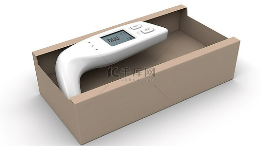 电子红外温度计的盒装 3D 渲染