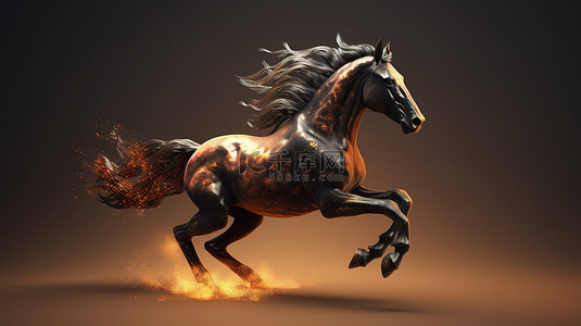 驰骋背景图片_令人惊叹的野马全速驰骋，以 3D 渲染