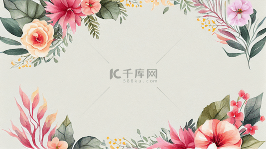 卡通粉色婚礼背景图片_花卉花朵叶子