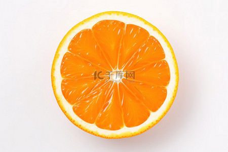 白色背景上躺着一片橙子