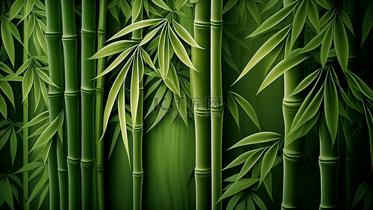 植物扁平背景图片_竹子竹叶绿色背景