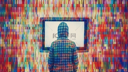 数字像素噪声扭曲的老式电视屏幕独特的抽象设计照片