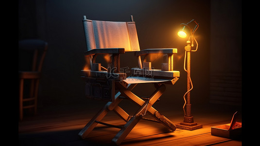 导向器背景图片_电影制片人的椅子拍板和投影仪的 3D 渲染