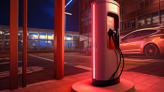 ev充电背景图片_电动或混合动力汽车 ev 充电站的 3d 渲染