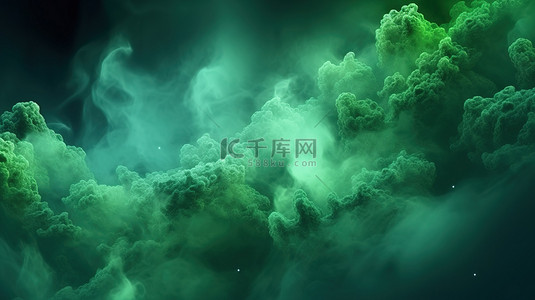 壁纸流星背景图片_3d 渲染外太空背景中的绿色云彩