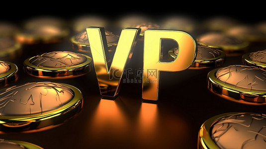 金色vip会员背景图片_vip 主题背景与 3d 渲染徽章和横幅